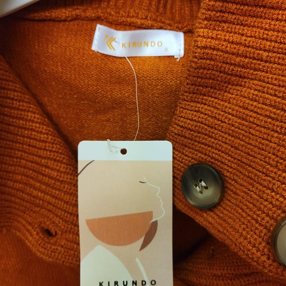 KIRUNDO 2023 Fall Winter Women's Long Sleeve Turtleneck Sweater Dress Button Dow - Picture 6 of 6